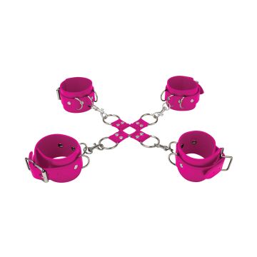 Leather Hand & Legcuffs Boeien Roze