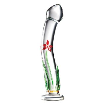Icicles No. 21 Glazen Dildo Transparant Met Bloemen Design