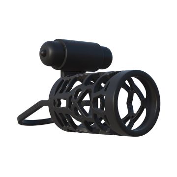 C-Ringz Thick Dick Silicone Vibrating Cage Sleeve Zwart