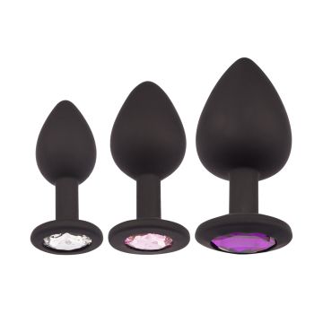 Plug It Strass Buttplug Set Zwart