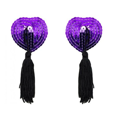 Nipple Tassels Paillette Heart Paars