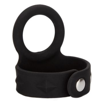 Tri-Snap Scrotum Support Cockring Medium Zwart