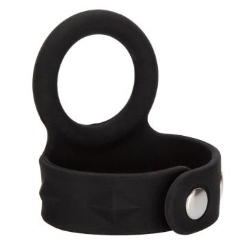 Tri-Snap Scrotum Support Ring Cockring Large Zwart