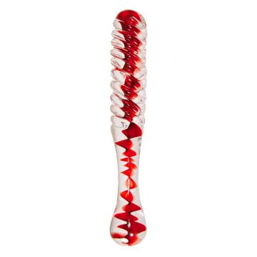 Adam & Eve Eve's Sweetheart Swirl Glass Dildo Transparant/Rood