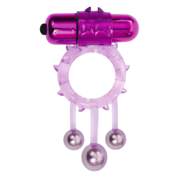 Adam & Eve Triple Ball Bangin' Vibrating Cockring Paars