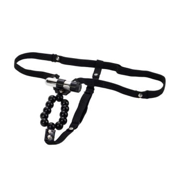 CalExotics Vibrating Lover's Thong With Stroker Beads Zwart